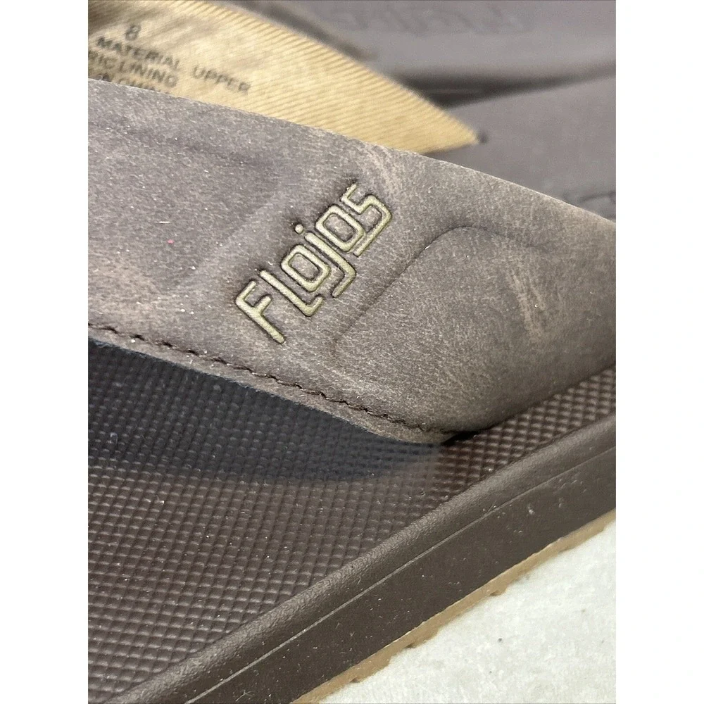 FLOJOS Men's Size 8 Flip Flop Sandals Dark Brown Shoes Beach Vacation‎ Walking